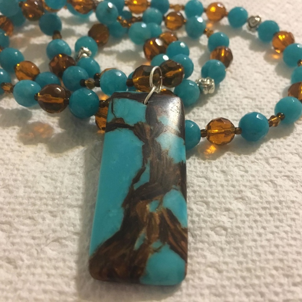 HANDMADE Jasper and Agate LONG necklace